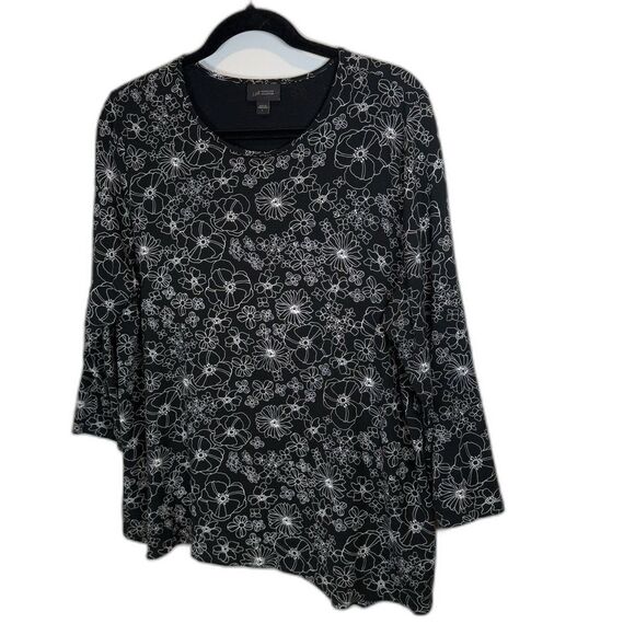 J.Jill Wearever Collection Black with White Florals Size Large - Picture 4 of 13
